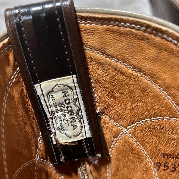 Nocona Lizard Toe Brown vantage Leather Western Boots Womens Size 6 A - Picture 5 of 13